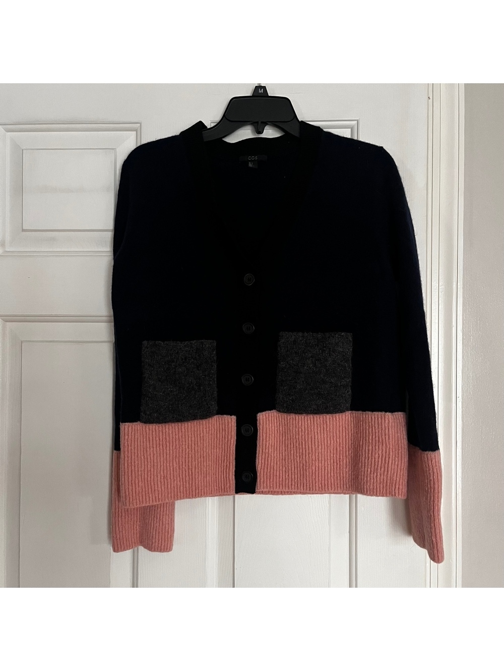 COS Colorblock Wool and Mohair Cardigan Size US L